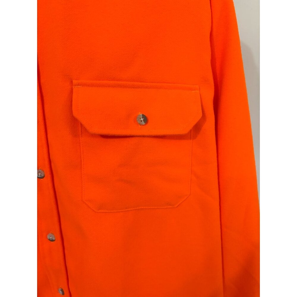 Cabelas Mens Flannel Shirt Bright Orange Hunting Heavyweight Outdoors Large Tall - Picture 4 of 11